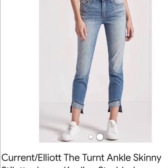 Current/Elliott The Turnt Ankle Skinny Stiletto Jean - Keeling Studded. - Picture 5 of 5